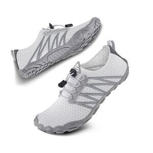 Seekway Womens Size 8.5 White Gray Drawstring Tie Barefoot Water Shoes